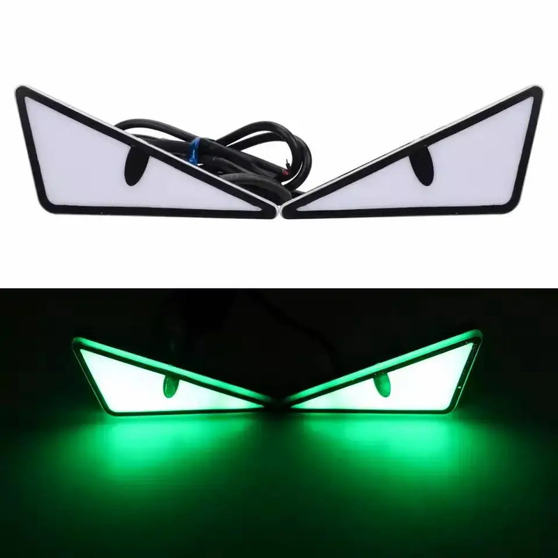 SEAMETAL 2pcs LED Devil's Eye License Plate Light Mini Turn Signal Flasher Headlight for Car Motorcycle Modified Decoration