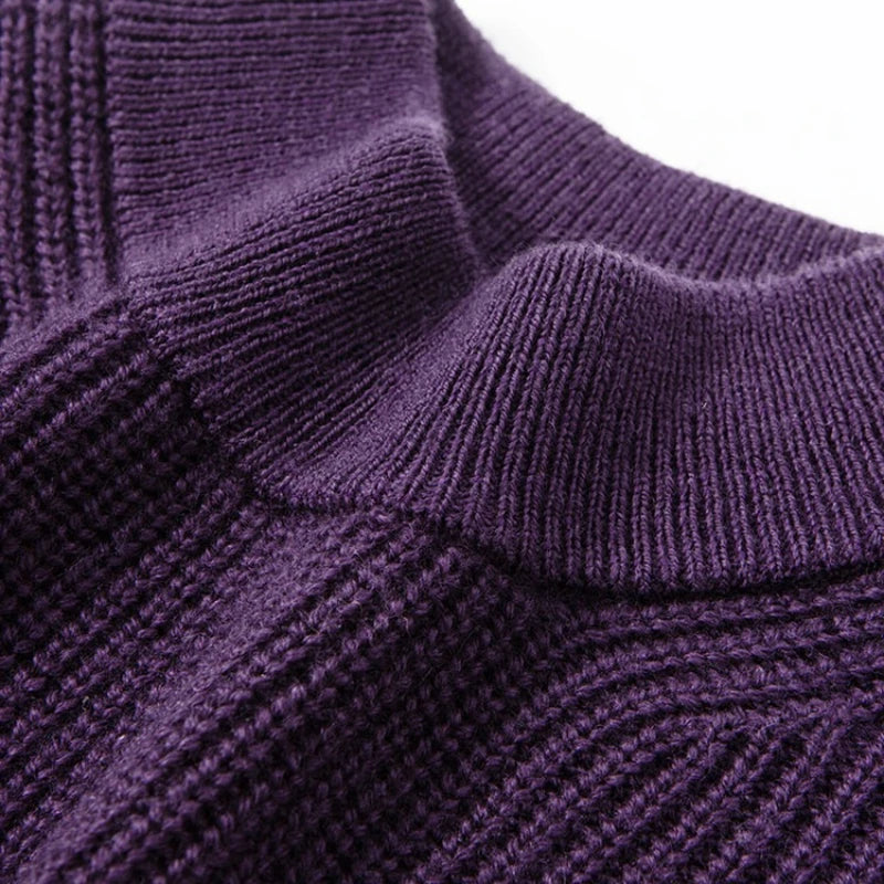 Men's 100% Merino Wool Crew-Neck Sweater -  Soft Textured Knit Business Casual Pullover Sweatshirt