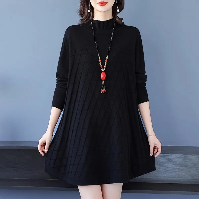 Winter Jerseys For Women New Loose Big Size Mother Pullover Sweater Knitwear Woolen Short Dress Female Jumper Pulls Clothes