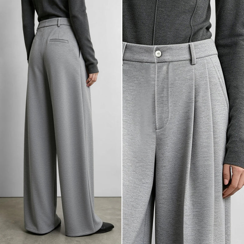 Amii Women's Wide Leg Pants Loose Fit Pleated Front Warm Casual Commuter Versatile Winter Trousers 2026 Woman Clothing 12644001