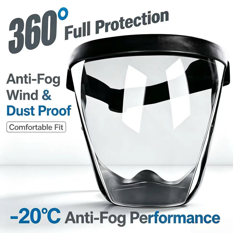 Transparent Full Face Shield Anti‑fog Windproof Dustproof Impact Resistant Clear Face Cover Visor For Outdoor Work Daily Protect