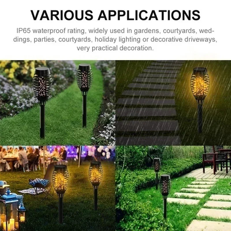 1 PCS Solar Garden Flame Lights Flickering Flame Lamp Outdoor Lawn Light Waterproof Courtyard Helloween Decoration Lighting