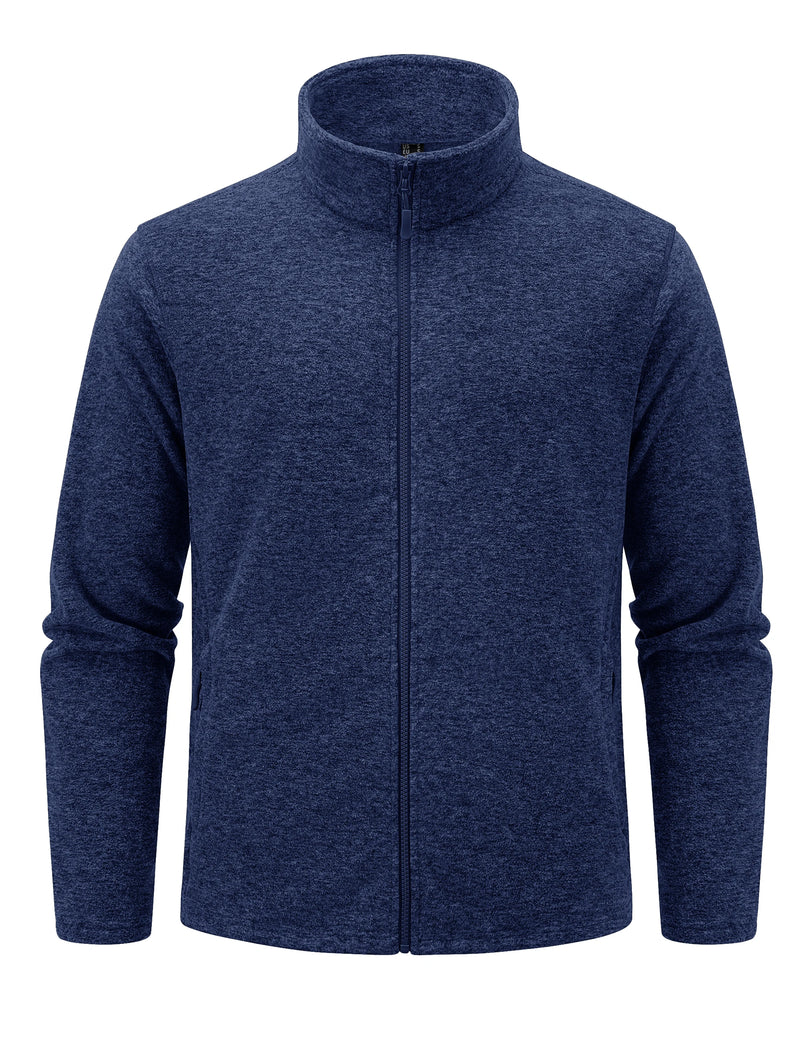 TACVASEN Lightweight Fleece Stand Collar Jackets Mens Spring Casual Full Zip Jacket Outdoor Sportswear With Pockets Outwear Tops