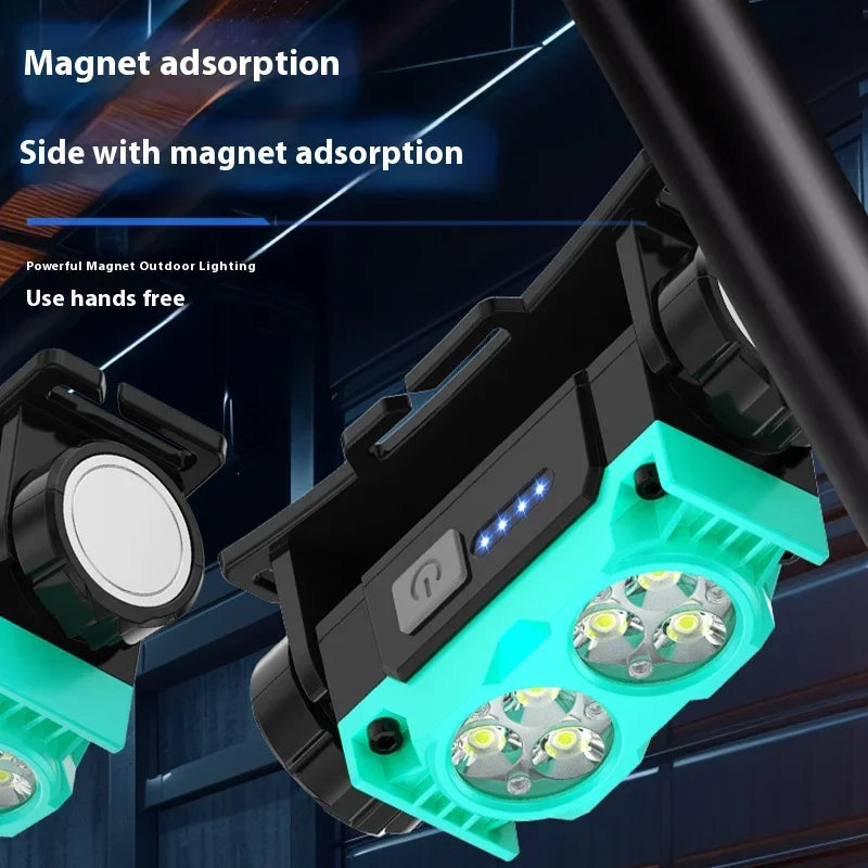 ចង្កៀងមុខ LED អាចសាកបាន ពិលការពារទឹកសម្រាប់បោះតង់ក្រៅផ្ទះ ចង្កៀងមុខនេសាទ
