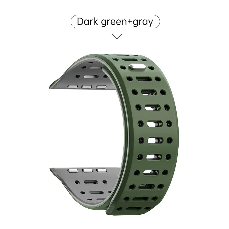 PZOZ Magnetic Silicone Strap For Apple Watch Ultra 2 3 49mm 45mm 44mm 42mm Strap for IWatch Series 11 10 9 8 Magnetic Strap