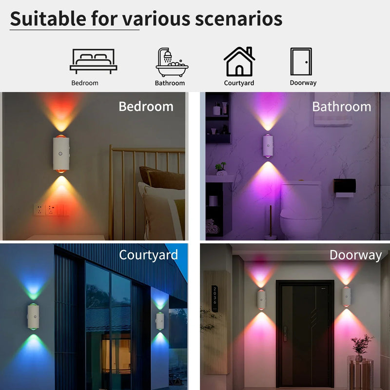 Magnetic LED Motion Sensor Wall Light USB Rechargeable Night Lights Up and Down Lighting for Living Room Bedroom Corridor