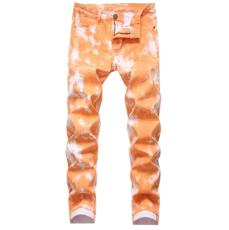 2026 Men's Blue Jeans 3D Digital Print Stretch Denim Pants Blue Black White Trousers Men Fashion Slacks 28-34 36 38 40 42