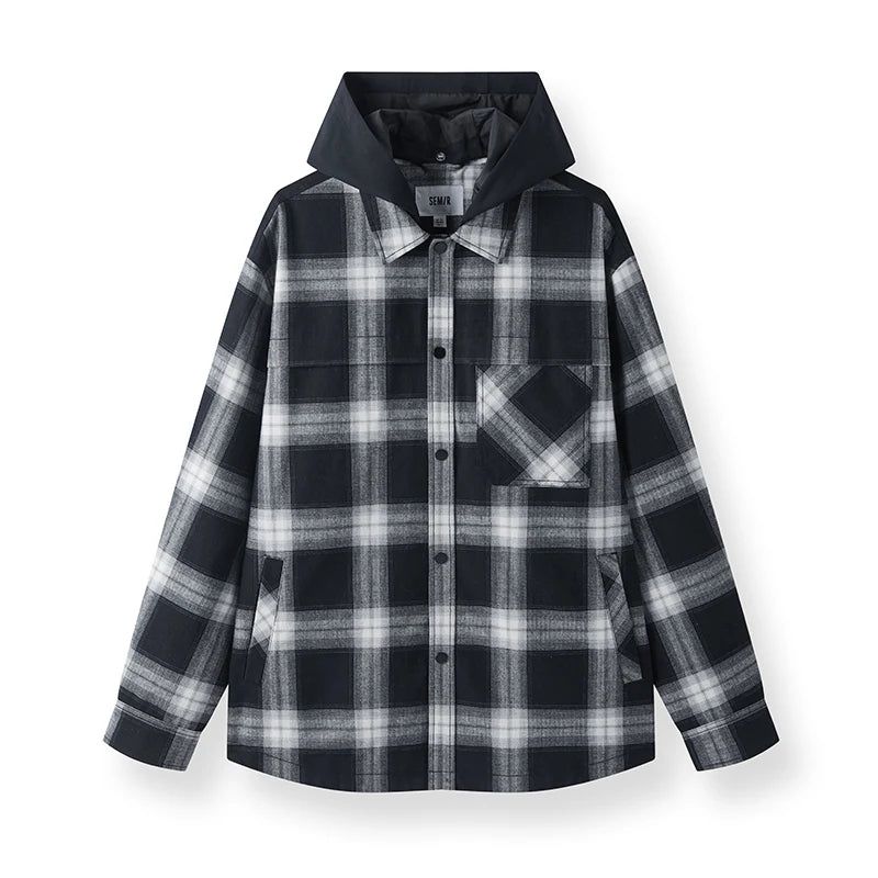 Semir Men Jacket Detachable Hood Plaid Pocket Outdoor Casual Style Comfortable Autumn Lightweight Outerwear 2026