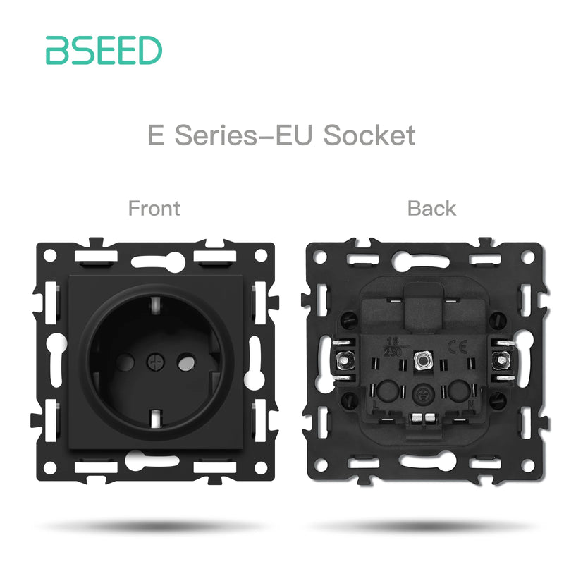 BSEED Zigbee Click Light Switch Part 1/2/3/4Gang 2Way Switch Function DIY Part EU Smart Socket Outlets Plastic Frame Black Color
