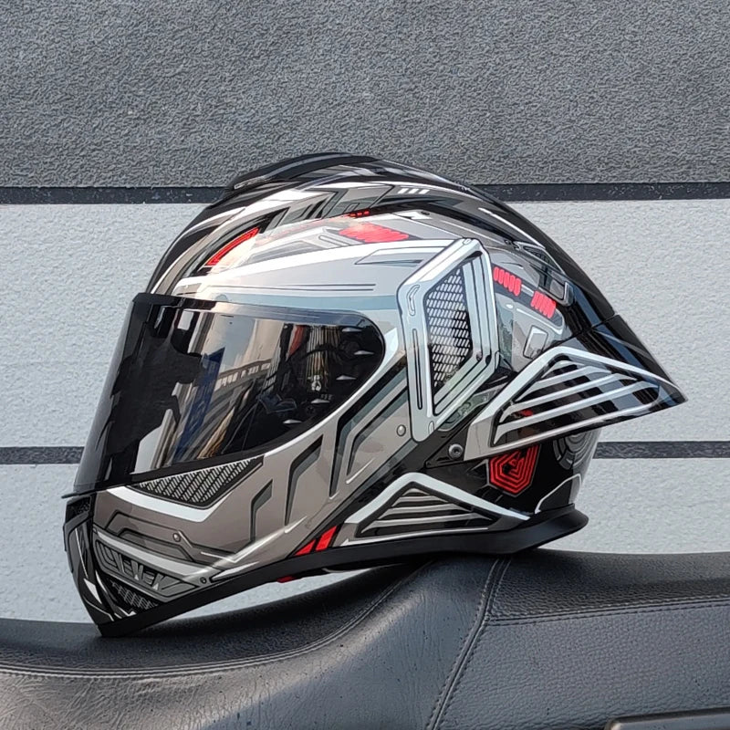 DOT Approved Full Face Motorbike Helmet Durable ABS Shell Large Rear Spoiler Windproof Sport Riding Helmet Casco Moto
