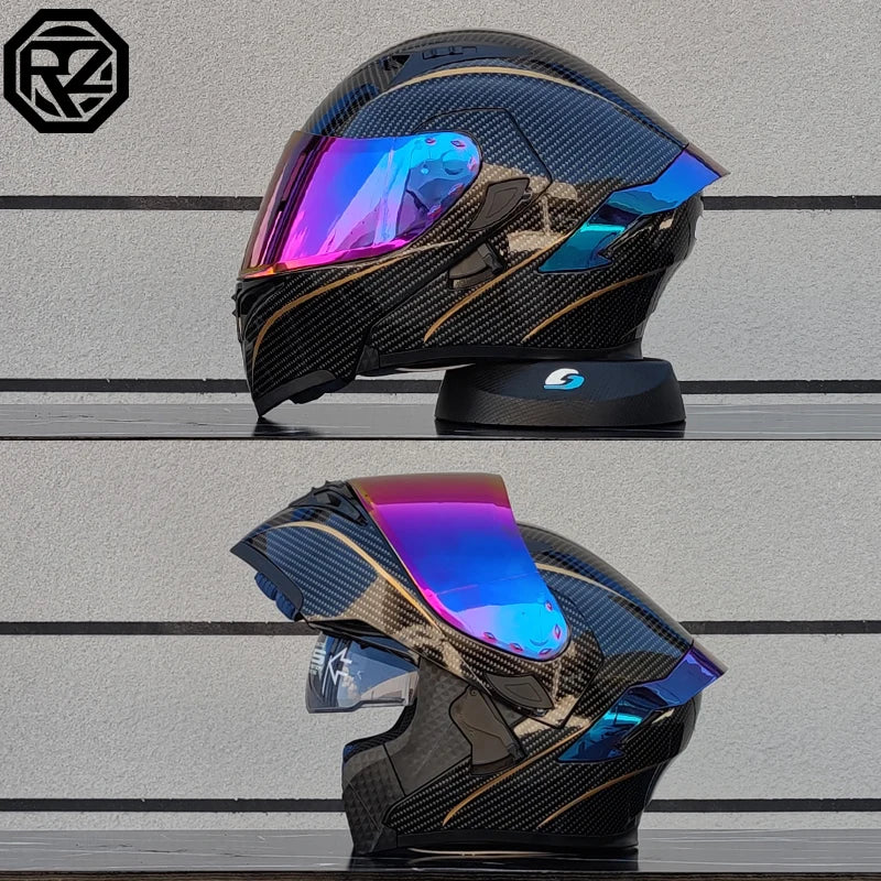 ORZ-991 Flip over Motorcycle Helmet Modular Full Face Motorcycle Helmet with Sunshade Mirror Dual Lens Motorcycle Equipment