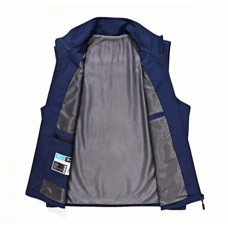 2026 Causal Hiking Fishing Vest Men Waterproof Windproof Sleeveless Running Jacket Motorcycle Outdoor  Biker Vest Men Clothing
