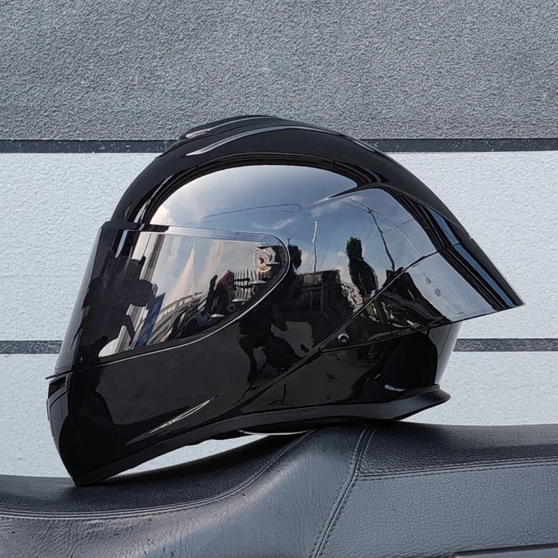 ORZ Racing Full Face Motorcycle Helmet ABS Material DOT Certified Fashion Big Spoiler Aerodynamic Street Bike Protective Helmet