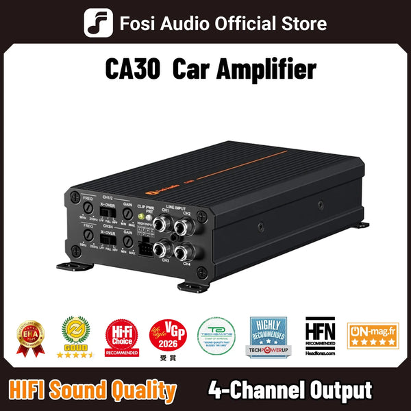 ឧបករណ៍ពង្រីកសំឡេងរថយន្ត Fosi Audio CA30 ឧបករណ៍ពង្រីកសំឡេងរថយន្ត 4 ឆានែល Class D HIFI ឧបករណ៍ពង្រីកសំឡេងស្តេរ៉េអូ អំភ្លី Subwoofer 100W*4@4Ω គាំទ្រការតភ្ជាប់