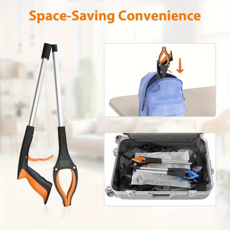 32-Inch Heavy Duty Garbage Grabber with 360° Rotating Clamp - Lightweight, Ideal for Seniors & Outdoor Use, laugage foldable
