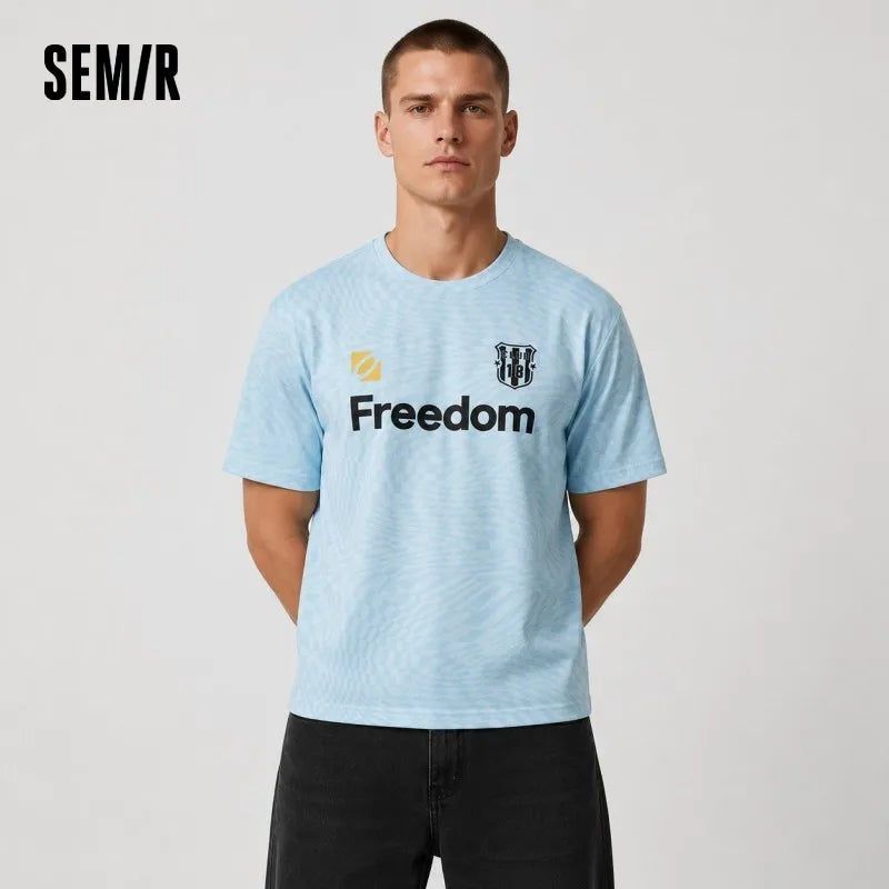 Semir Mens Tshirt 2026 Letter Printed Fashion Jersey Couple Style Irregular Jacquard Knitted