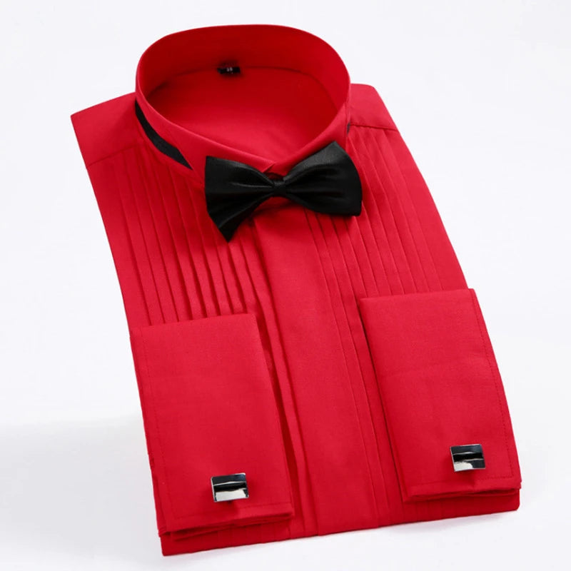 Men's White Dress Shirt,Single-breasted Long-sleeve Square Collar Shirts Wedding/party/performance Camisa Male Chemise S-7XL 8XL