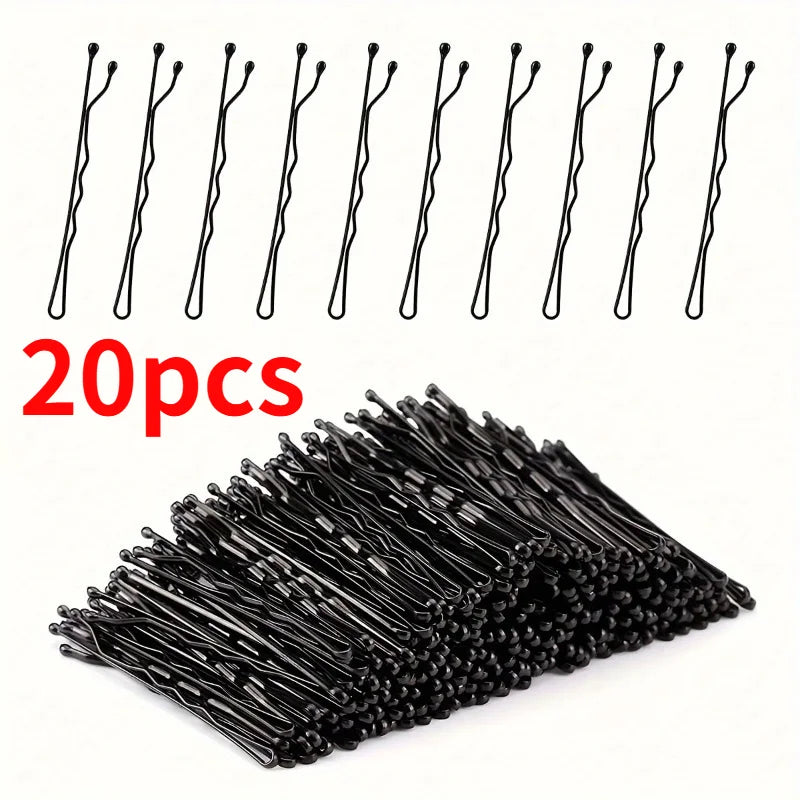 10/20pcs Invisible Wave Bobby Pins,Durable Metal Hair Clips for Women, Simple Solid Color Barrettes with Storage Box.Hairpin