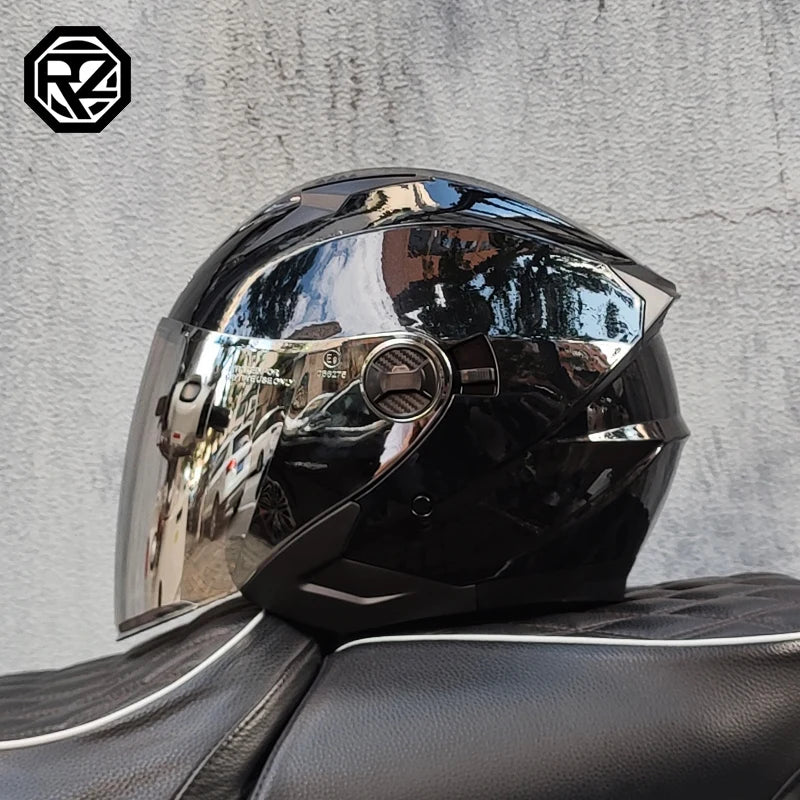 ORZ Motorcycle Helmet Half Face Double Lens Moto Four Seasons Men Women Street Fashion Helmet Capacete De Moto Safety