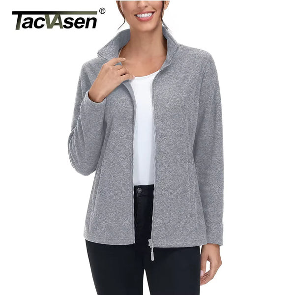 TACVASEN Spring/Autumn Lightweight Fleece Jackets Womens Sports Warm Sweatshirts Thermal Casual Turtleneck Sweater Coats Tops