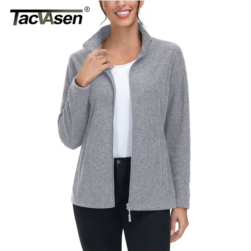TACVASEN Spring/Autumn Lightweight Fleece Jackets Womens Sports Warm Sweatshirts Thermal Casual Turtleneck Sweater Coats Tops