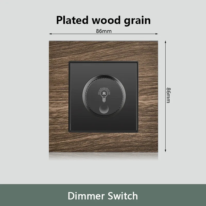 Retro Wood grain Wall Light Switch,18W Fast Type C Wall 220V Power Outlet plug,EU FR European Electrical socket with USB Charger