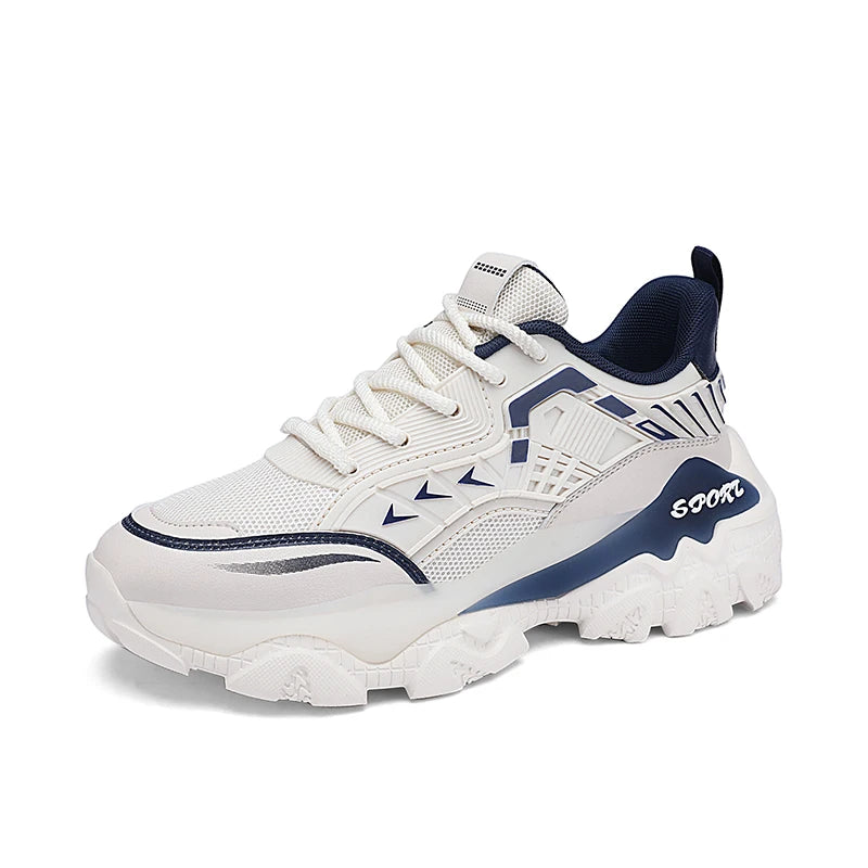 Mens Running Shoes 2025 New Trendy Thick Soled Sneakers Anti Slip Cosy Fashion Leather Lace-up Casual Tennis Shoes for Men