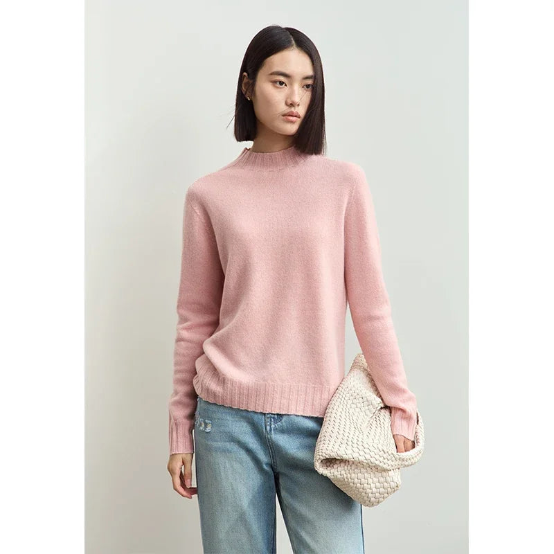Amii Women's Sweater 2026 Winter New Pullovers Long Sleeve Top Female Solid Loose Mock Neck Versatile Sweater for Woman 12423118