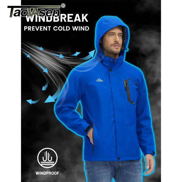 TACVASEN Lightweight Hiking Jackets Mens Waterproof Rain Jacket Mesh Lined Trekking Fishing Hiking Jacket Outdoor Windbreaker