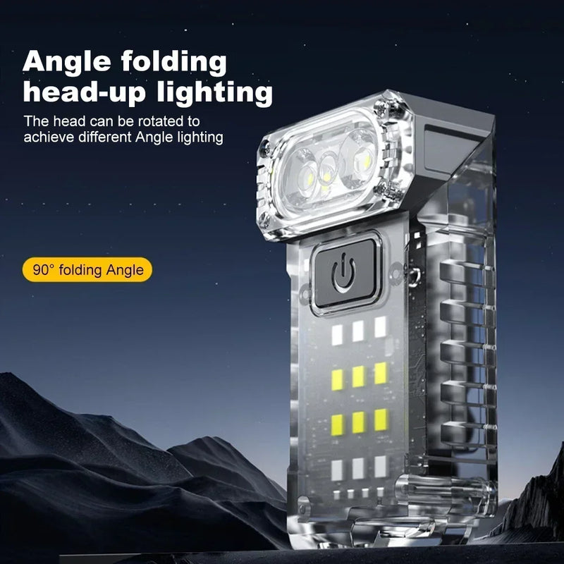 ភ្លើង LED បង្វិលបាន អាចសាកថ្មបានតាមរន្ធ USB ភ្លើងការងារចល័ត បង្ហាញថាមពល ពិលតូចដ៏មានអានុភាពសម្រាប់ការបោះតង់ នេសាទ ដើរលេង