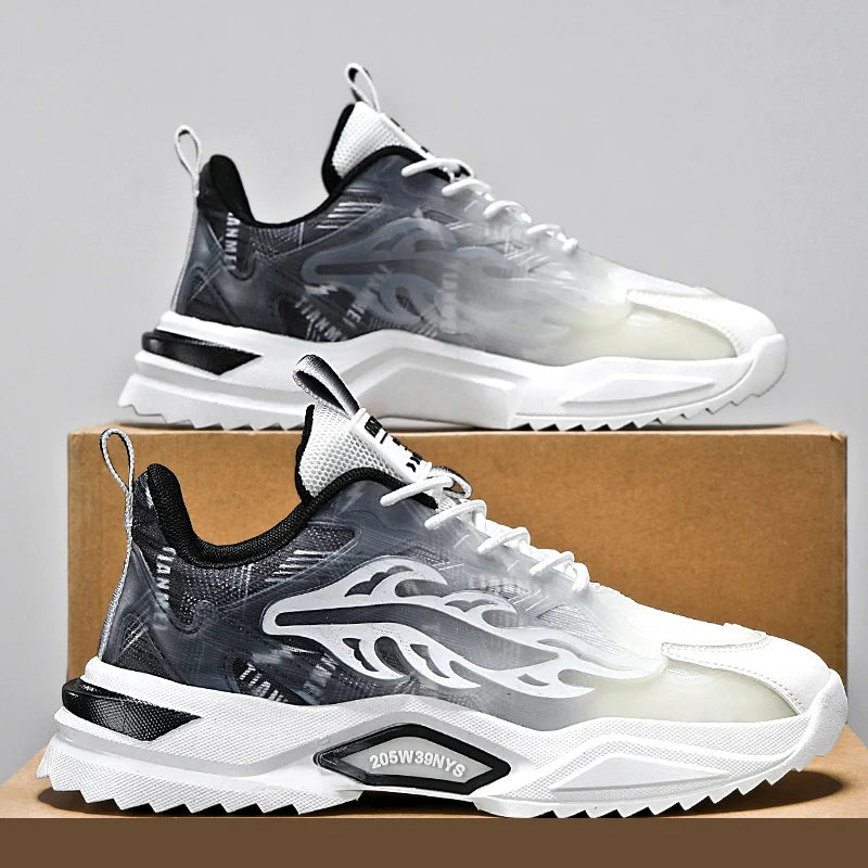 Mens Walking Shoes 2025 Summer New Breathable Mesh Sports Shoes Lightweight Flat Fashion Casual Lace-up Sneakers for Man