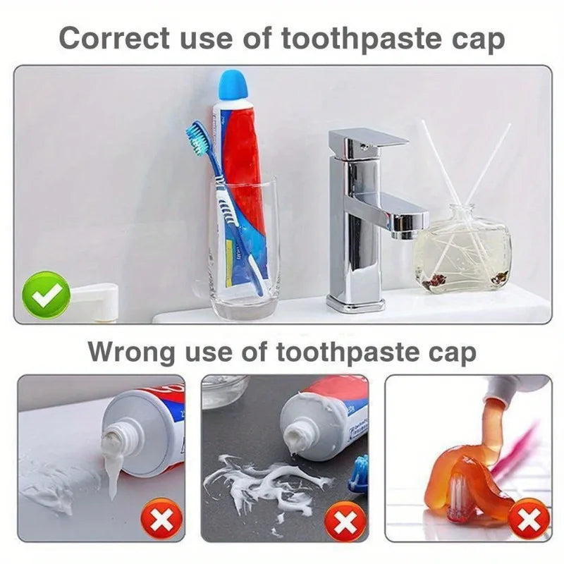 2pcs Self-Closing Toothpaste Cap  Cap-Free Hygienic Lid, Dust-Proof Tube for Bathroom, Travel & for Use - No-Maintenance Cap