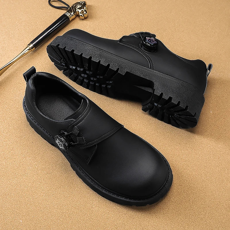 Men's Joker Leather Shoes Four Seasons Soft-sole Anti-slip casual Low-top Tooling Shoes Plus Size fashion Youth Party Tide Shoes