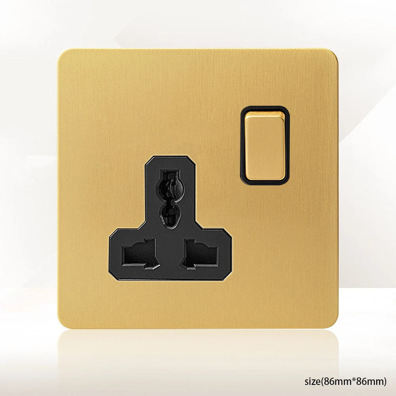 Gold Wall Light Toggle Switch Vintage Brass Lever Stainless Steel Panel,EU FR Universal USB C Socket 1-4 Gang 2Way Switch TV