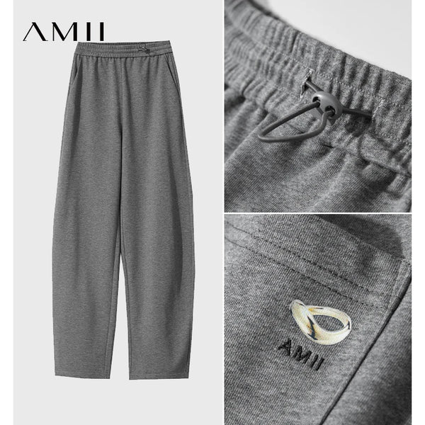 ខោ Amii Minimalist សម្រាប់នារីរដូវស្លឹកឈើជ្រុះឆ្នាំ ២០២៦ សម្លៀកបំពាក់ថ្មីរឹងមាំធម្មតាម៉ូដកូរ៉េចង្កេះយឺតកីឡាខោជើងធំ 12542035