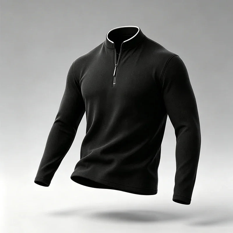 Men Regular Fit Half Zip Long Sleeve Shirt Stand Collar Skin���Friendly Fabric For Street Style And Office Daily Commute