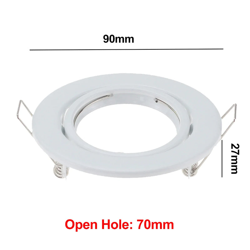 ស៊ុមភ្លើងពិដាន LED រាងមូលដែលអាចលៃតម្រូវបានសម្រាប់អំពូល GU10 MR16 ដែលម៉ោនលើភ្លើងពិល