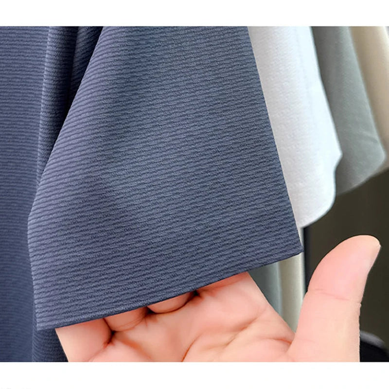 Men's Cooling Ice-Silk Polo Shirt | Business Casual Short Sleeve Top for Summer