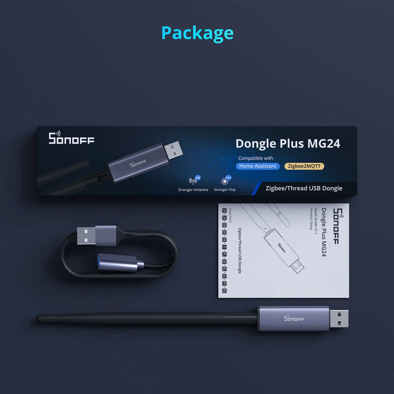 SONOFF Dongle Plus MG24 Zigbee Thread USB Dongle EFR32MG24 New-Powerful Chip Max 4.5dBi High-Gain Antenna Aluminum Zigbee2MQTT