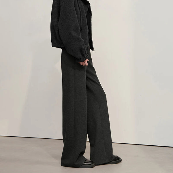 AMII Minimalist Pants For Woman 2026 Winter New Warm Wide Leg Casual Trousers For Woman Loose Elastic Versatile Pants 12524065