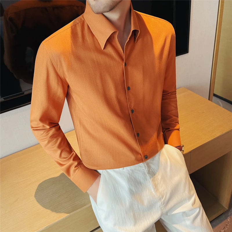 Men's 100% Lyocell Breathable Shirt – Old Money Style Hidden Placket Long Sleeve Button-Down for Business & Casual Wear