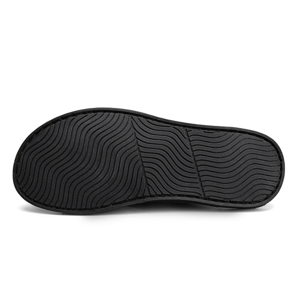 Summer Mens Flat Leather Slippers Slides Slip-on Sandals Thin Soles Retro Style Anti-skid Breathable Comfortable Big Size 48 49