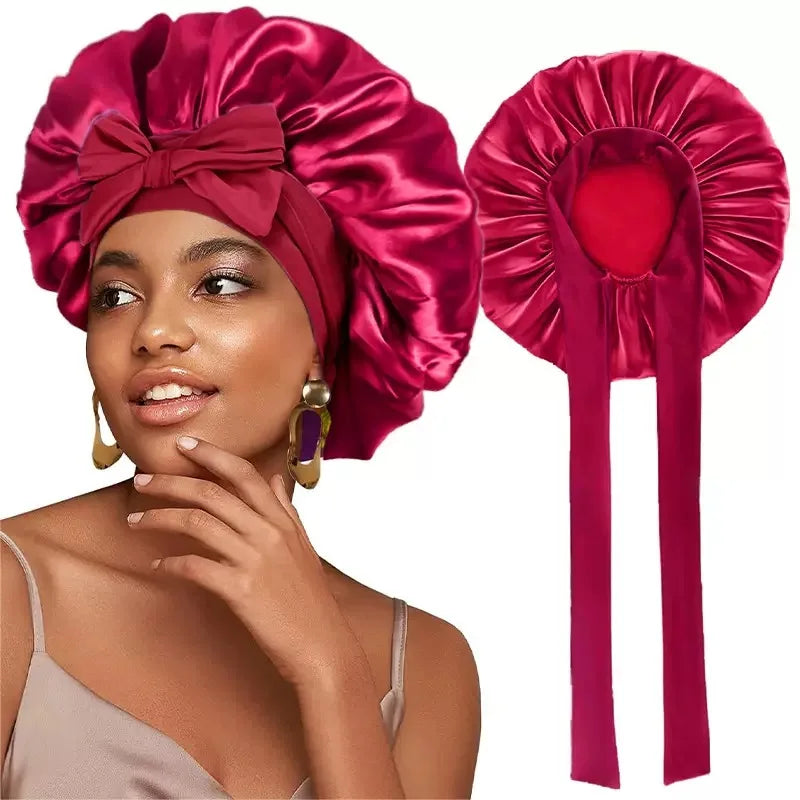 Satin Bonnet Silk Bonnet Adjustable Bonne For Sleeping Hair Bonnet With Tie Band Bonnets For Women Men