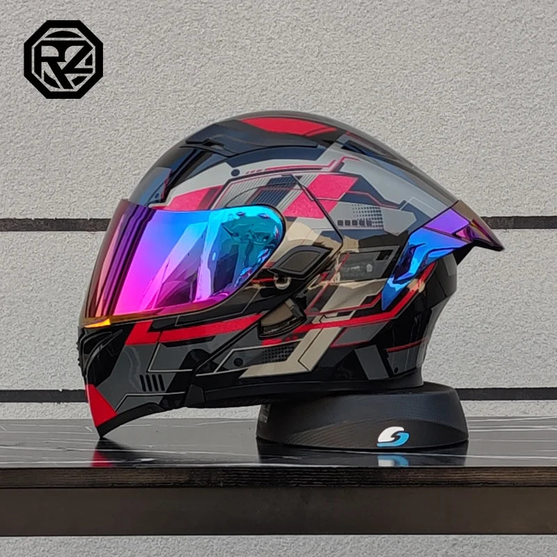 ORZ New DOT Appoved High Quality Double Lens Flip Up Helmet Abs Full Face motocross Motorcycle Racing Helmet Unisex