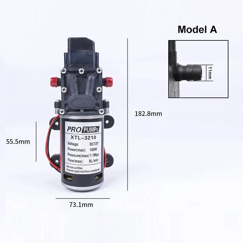 DIVEDEER 100W High-Pressure Mini Diaphragm Pump Self-Priming Water Pump for Liquid Filling 130PSI 8L/Min