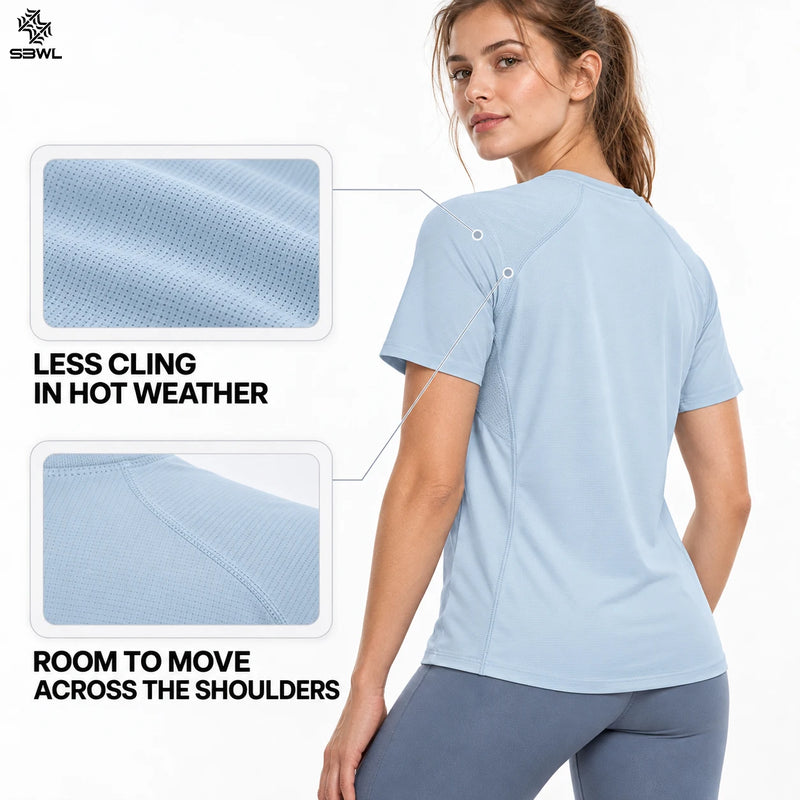 SBWL 2026 Harajuku Summer High-Quality Woman's Outdoor Leisure Sports Quick-Drying T-Shirt Running Short Sleeve Loose Tops