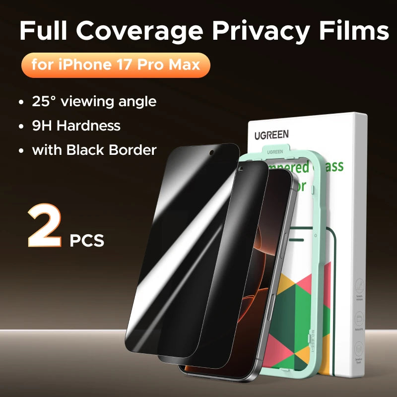 UGREEN 2PCS Privacy Screen Protector For iPhone 17 16 Pro Max Anti-Spy Tempered Glass For iPhone 17 Air Screen Protectors
