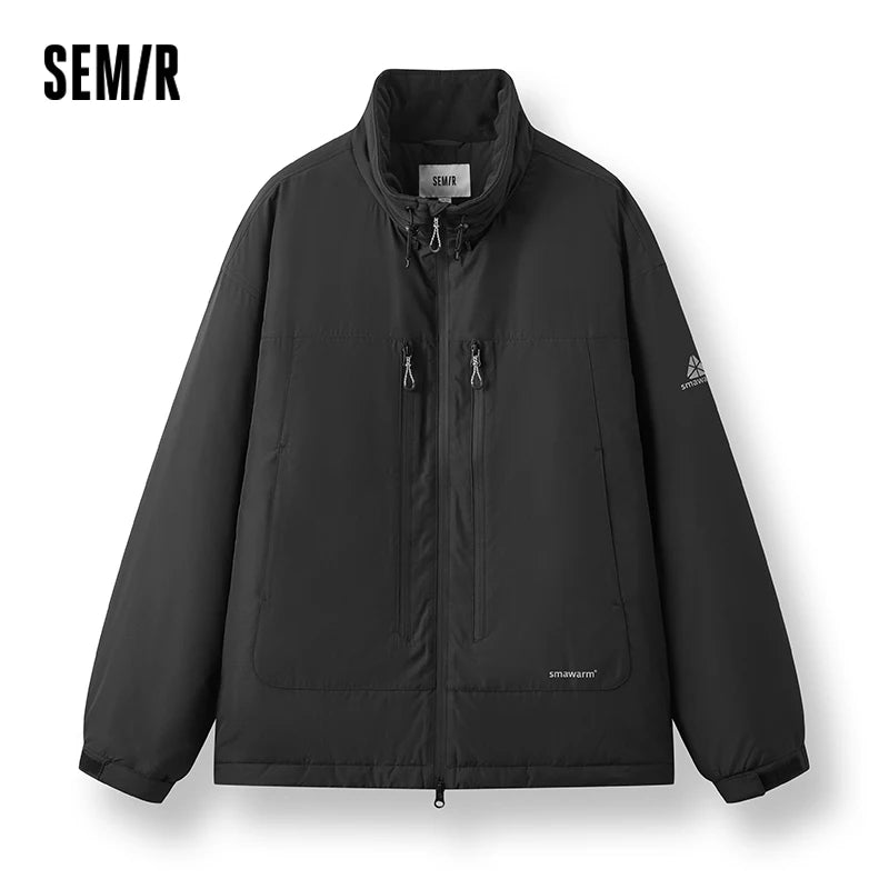Semir Cotton Coat Men Winter Heat-Generating Tech Three-Resistant Outerwear 2025 New Outdoor Functional Loose Stand Collar
