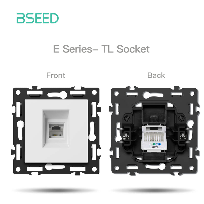 BSEED 1/2Gang Button Switch Function Part Glass Frame Only Light Switch DIY Part ST/TV/CAT6 Scoket Parts Free Combination
