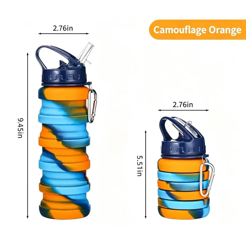 Outdoor portable and stretchable silicone folding straw water cup, travel sports water kettle
